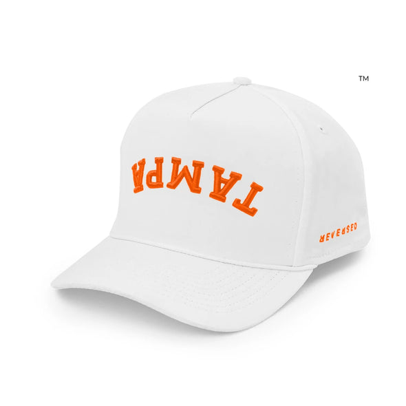 REVERSED Tampa Performance Snapback Hat - White