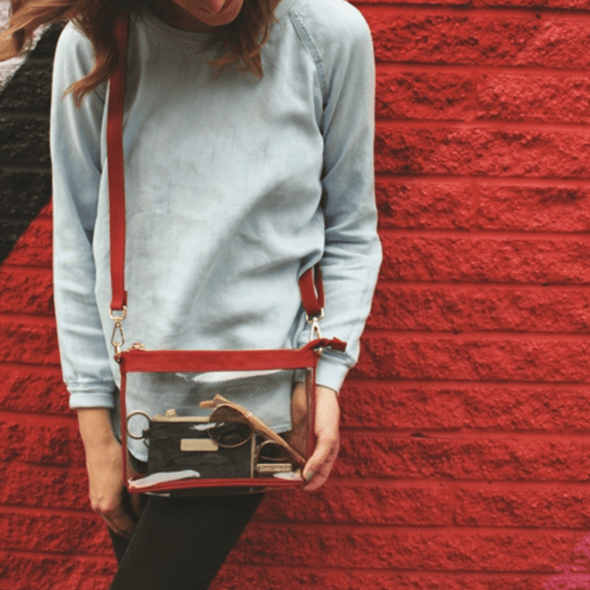 Gameday Large Crossbody Bag - Clear with Team Color Accents