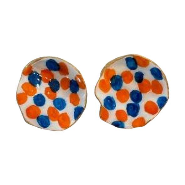 Florida Gators Hand Painted Polka Dots Oyster Earrings