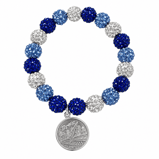 Tampa Bay Lightning Blue & Silver Sparkle Beaded 'Bolt' Charm Bracelet