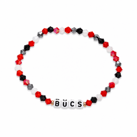 Tampa Bay Buccaneers Red & Black "Bucs" Stretch Bracelet