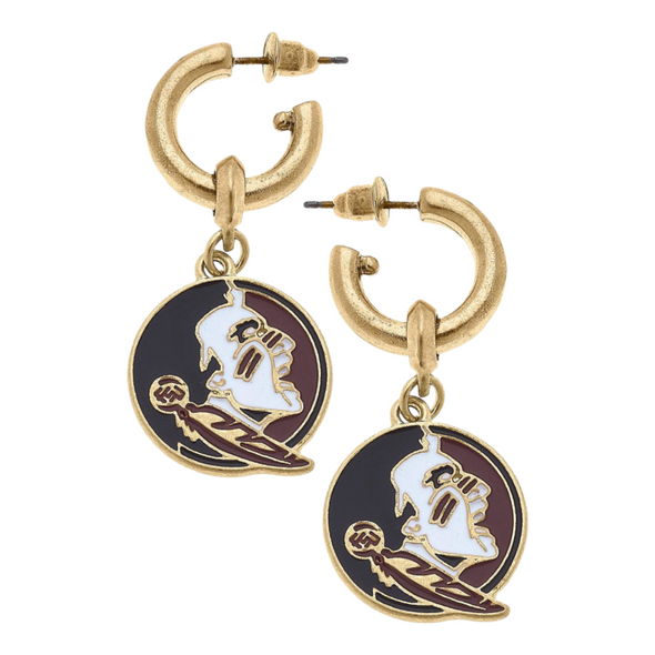 Florida State Seminoles Enamel Drop Hoop Earrings