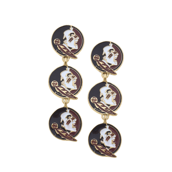 Florida State Seminoles Triple Drop Enamel Earrings