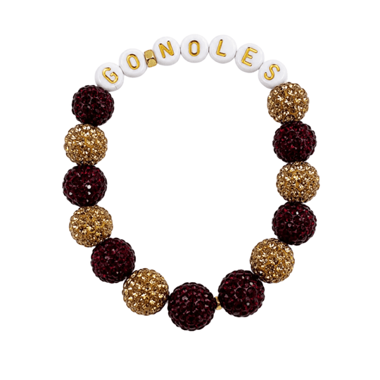 Florida State Seminoles Garnet & Gold Sparkle Beaded 'Go Noles' Bracelet