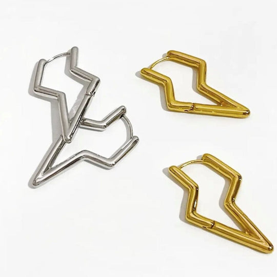 Tampa Bay Lightning Cut Out Bolt Charm Hoop Earrings