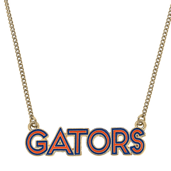 Florida Gators Wordmark 'GATORS' Outline Enamel Necklace Canvas Style