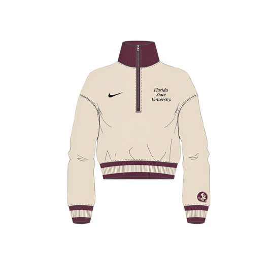 Florida State Seminoles Nike Women's University Wordmark Crop 1/4 Zip Pullover