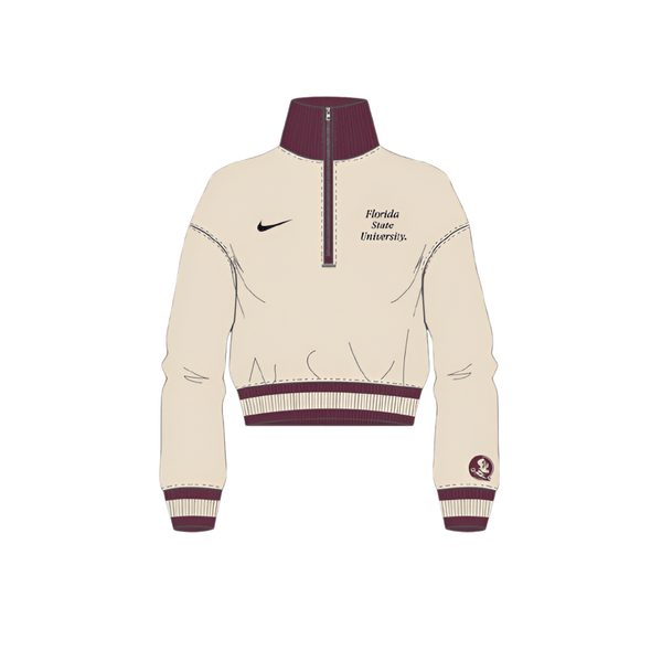Florida State Seminoles Nike Women's University Wordmark Crop 1/4 Zip Pullover