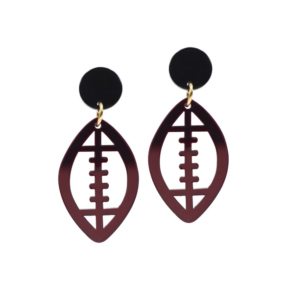 Florida State Seminoles Gameday  Garnet And Black Acrylic Football Earrings