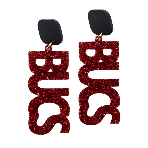 Tampa Bay Buccaneers Gameday "BUCS" Glitter Acrylic Earring