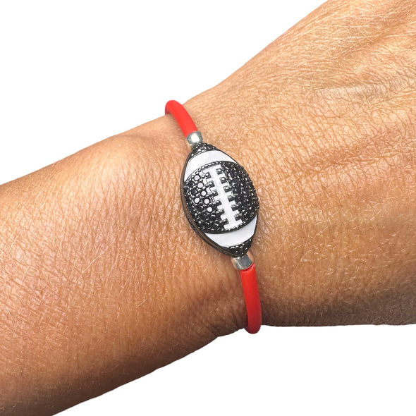 Tampa Bay Buccaneers Game Day Silicone Embellished Football Bracelet w/ Skull Charm