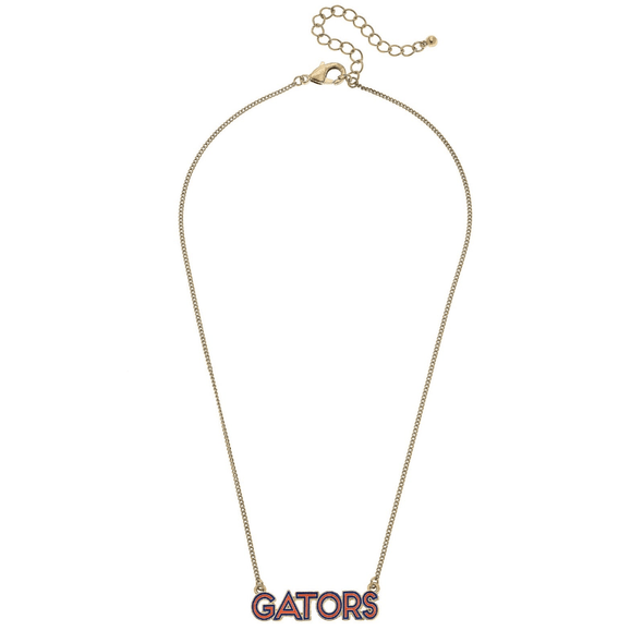 Florida Gators Wordmark 'GATORS' Outline Enamel Necklace Canvas Style
