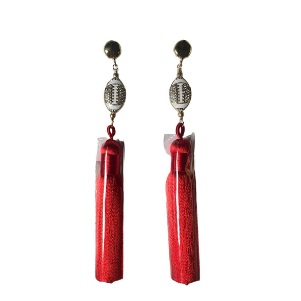 Tampa Bay Buccaneers Tassel Earrings w/ Embellished Football