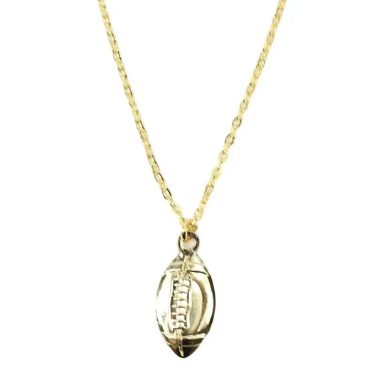 Game Day Stainless Steel Gold Plated Football Necklace