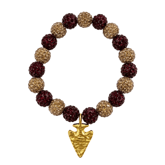 Florida State Seminoles Garnet & Gold Sparkle Beaded Spear Charm Bracelet
