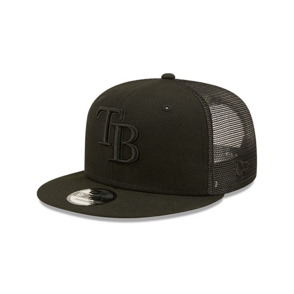 Tampa Bay Rays Classic Black on Black 9Fifty Trucker Snapback Hat