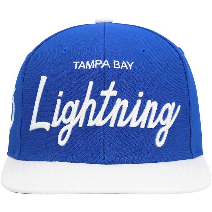 Tampa Bay Lightning Vintage Script Snapback Hat Heads and Tails