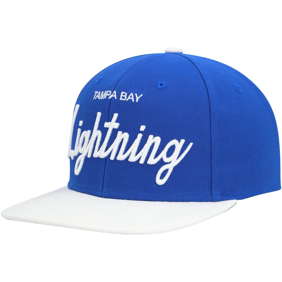 Tampa Bay Lightning Vintage Script Snapback Hat Heads and Tails