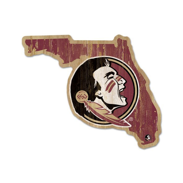 Florida State Seminoles State Shape Wood Sign