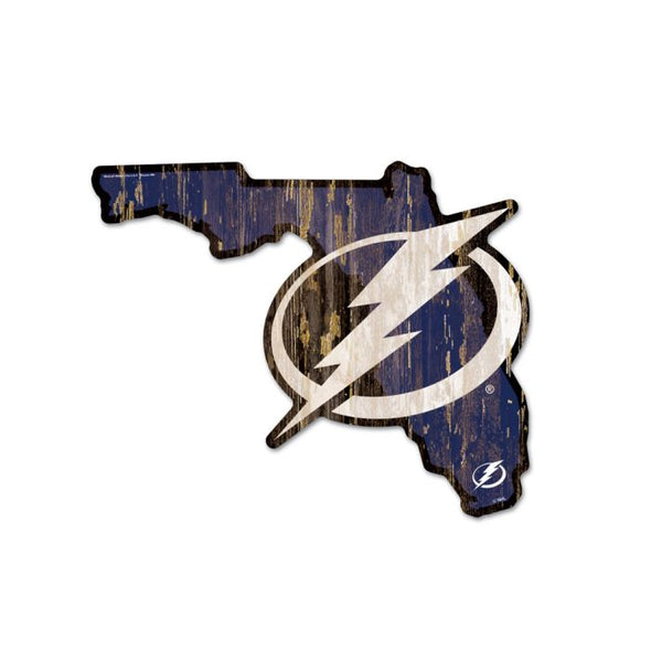 Tampa Bay Lightning State Shape Wood Sign