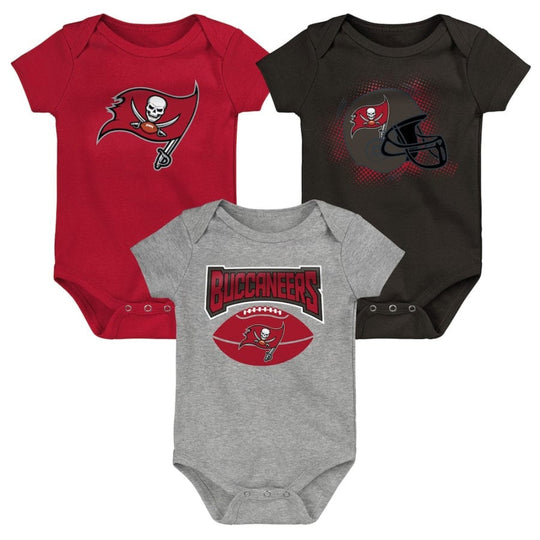 Tampa Bay Buccaneers Infant Game On 3 Pack Creeper Set