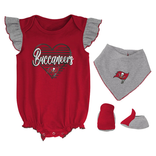 Tampa Bay Buccaneers Newborn All The Love Creeper, Bib & Bootie Set