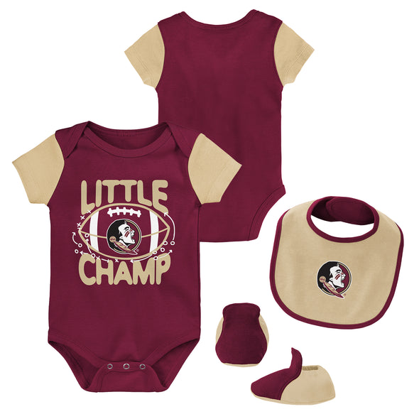 Florida State Seminoles Infant Little Champ Creeper, Bib & Bootie Set