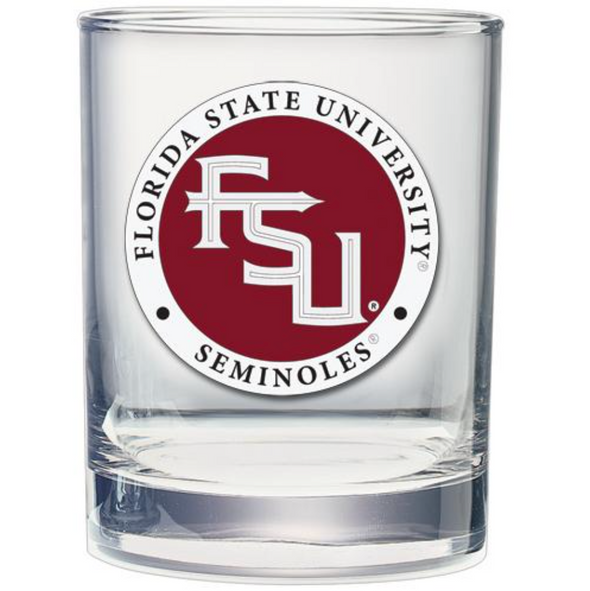 Florida State Seminoles 14oz Pewter Emblem Double Old Fashioned Glass