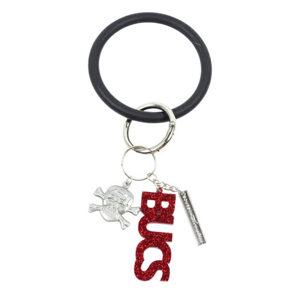 Tampa Bay Buccaneers Bracelet Key Ring with Skull and Bucs Charms
