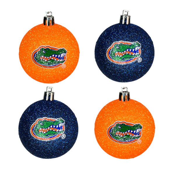 Florida Gators 4 Pack Glitter Ball Ornament Set
