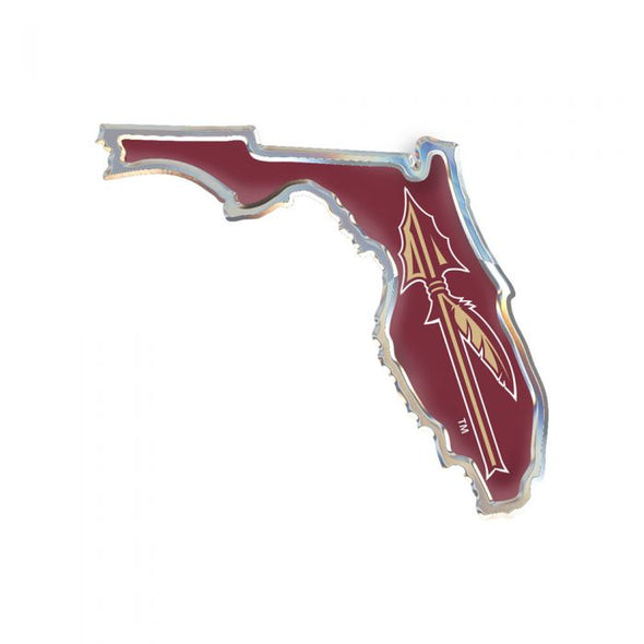 Florida State Seminoles State Chrome Metal Domed Auto Emblem
